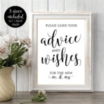 Advice And Wishes For Future Mr Mrs Printable Wedding Party Sign