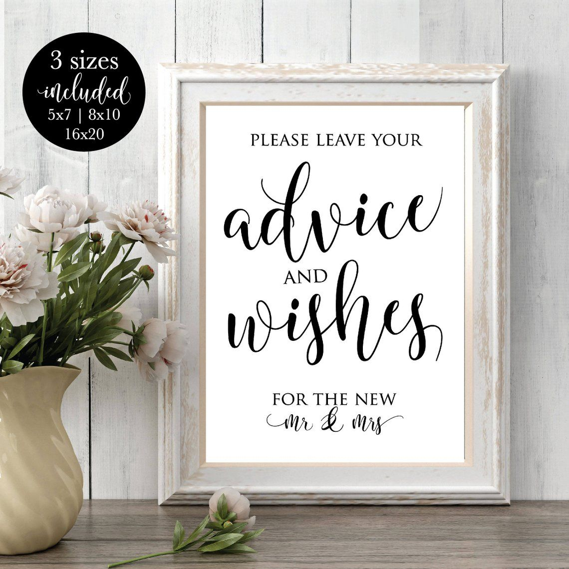 Advice And Wishes For Future Mr Mrs Printable Wedding Party Sign 