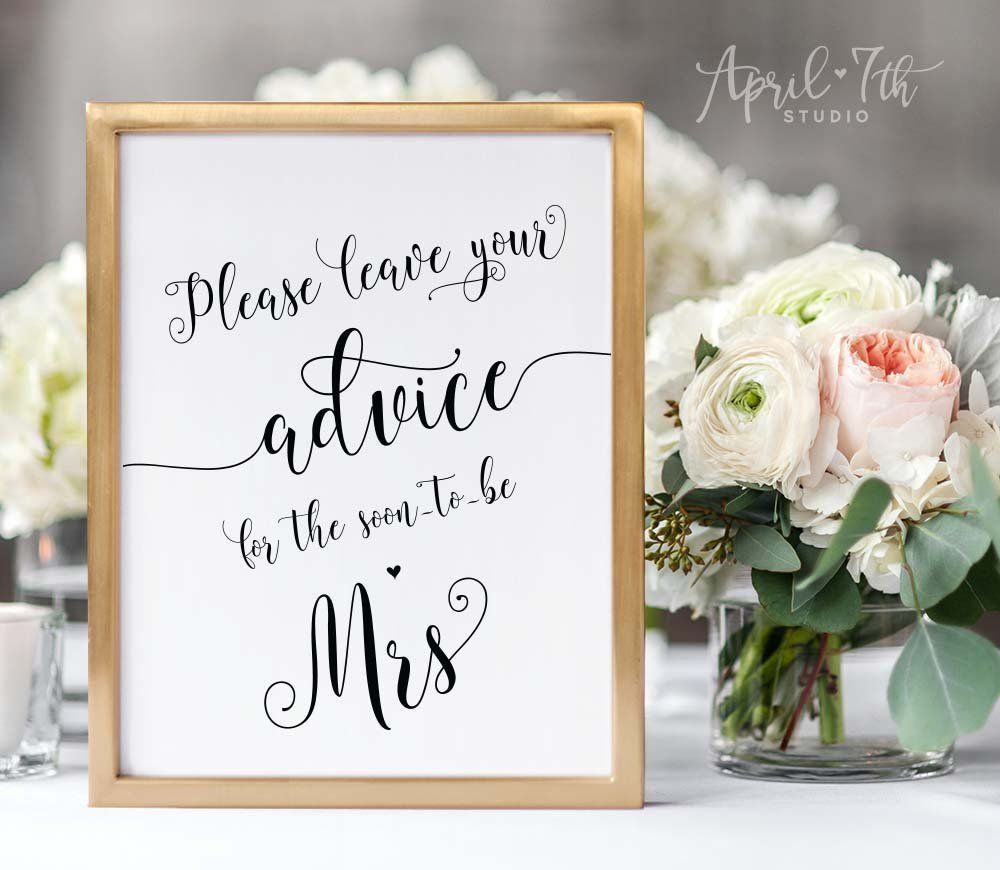 Advice For The Soon To Be Mrs Sign Bridal Shower Sign Advice And Well 