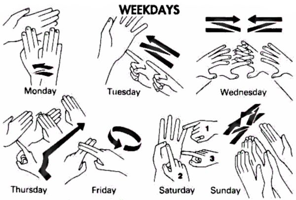 Basic Sign Language Days Of The Week We Could All Learn Together 