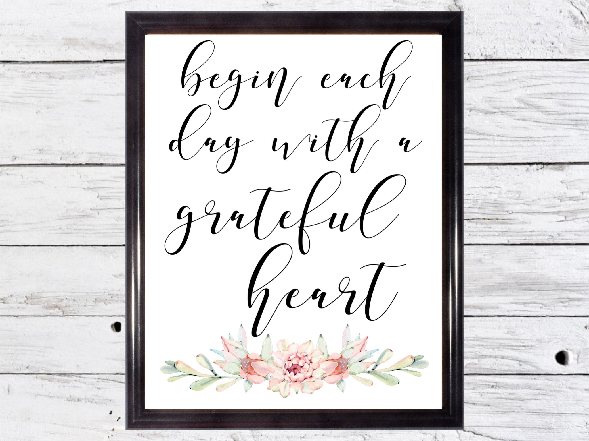 Begin Each Day With A Grateful Heart Watercolor Boho Printable 