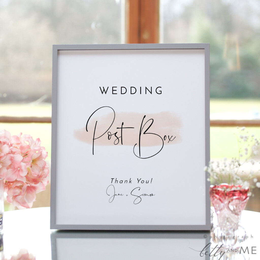 Blush Modern Wedding Postbox Sign Blush Wedding Printable Wedding 