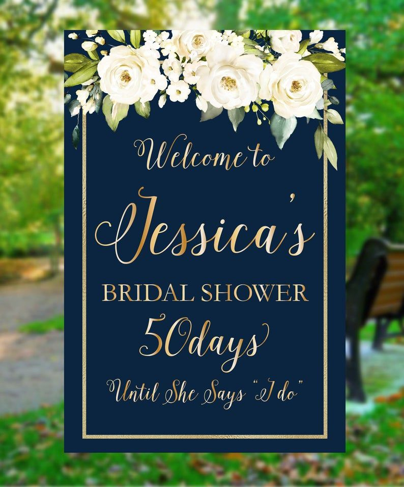 Bridal Welcome Signs Shower Welcome Signs Navy And Gold Etsy In 2020 