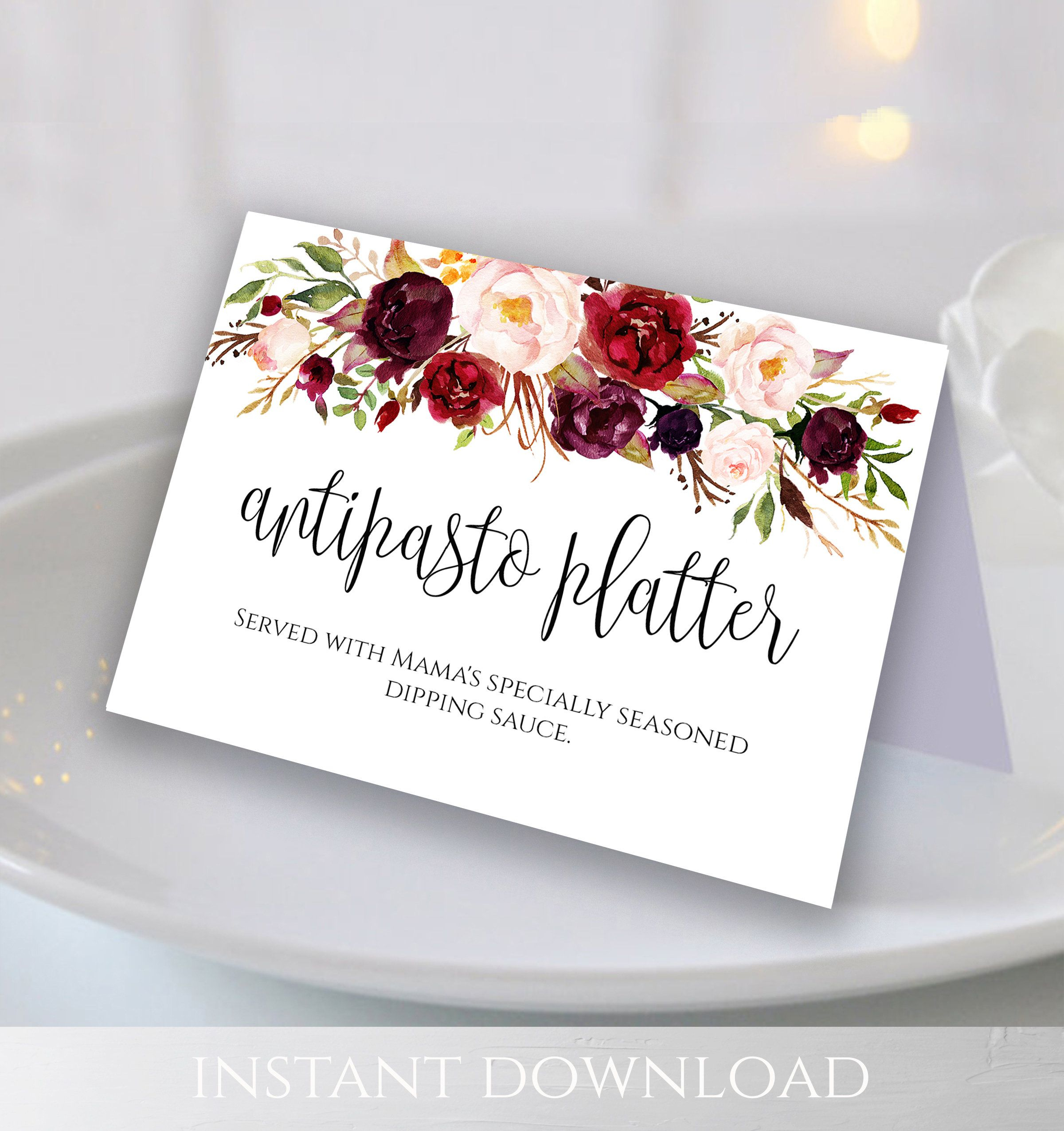 Buffet Food Sign Printable Buffet Card Template Wedding Buffet 