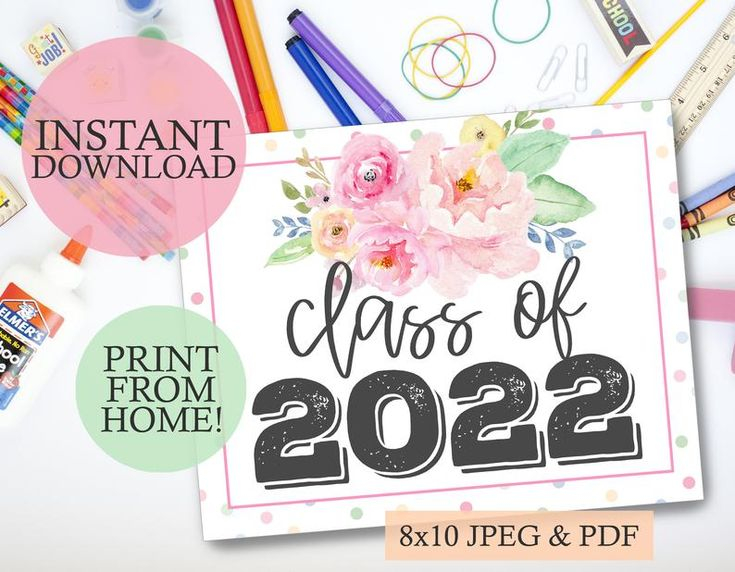 Class Of 2022 Printable First Day Of School Sign Flowers Etsy 