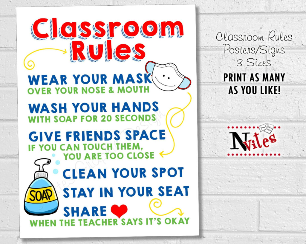 Classroom Rules Posters Printable School Safety Signs Etsy In 2021 