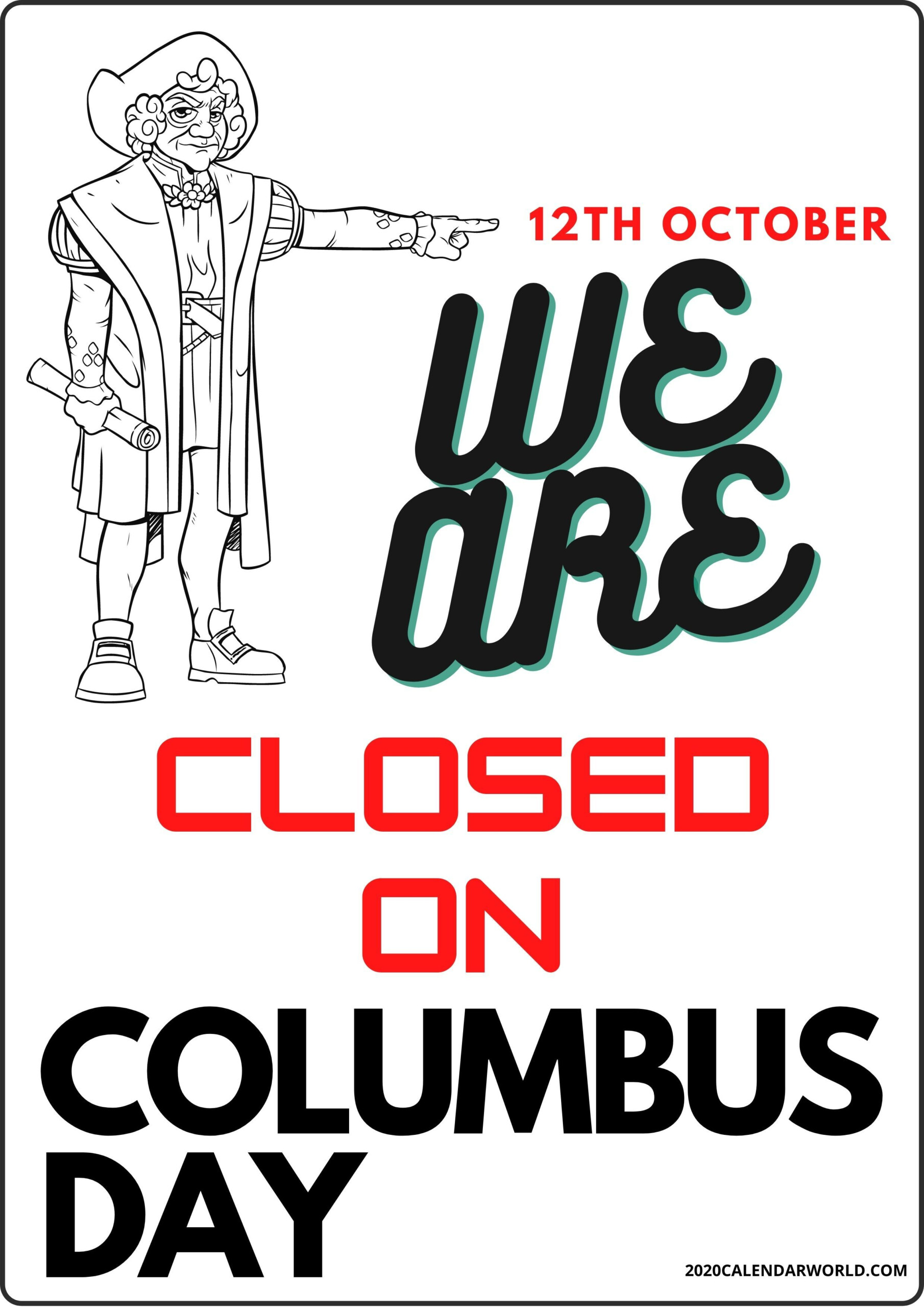 Columbus Day Closed Signs For Shop Printable In 2020 Closed Signs 