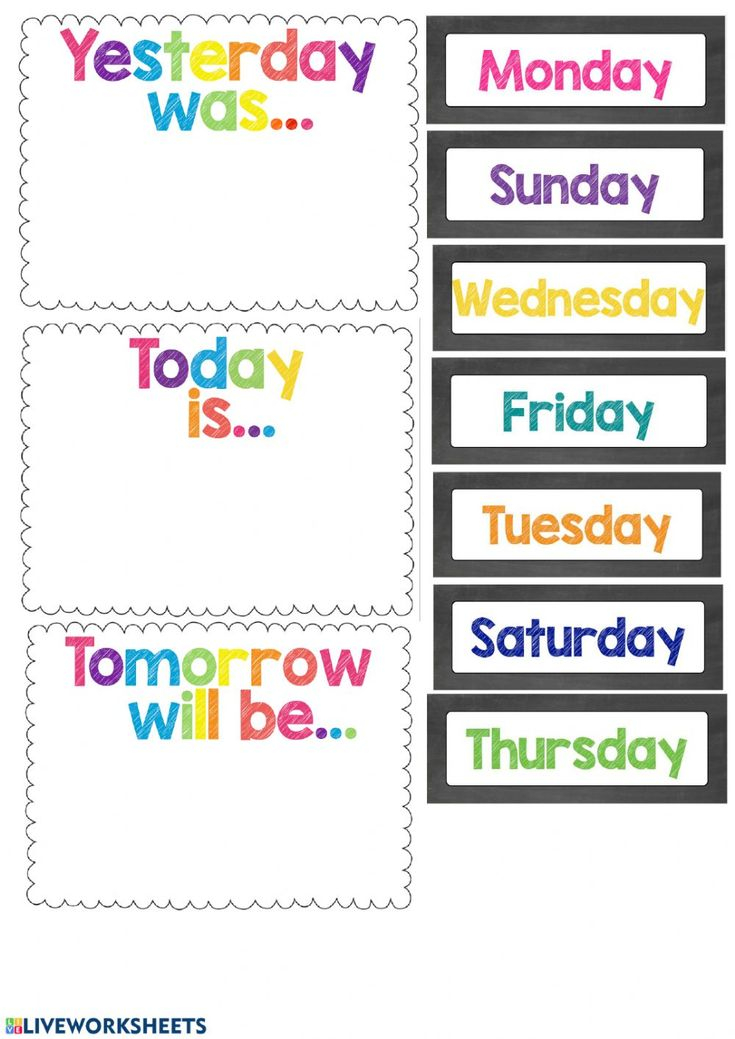 Days Of The Week Preschool Charts English Lessons For Kids 