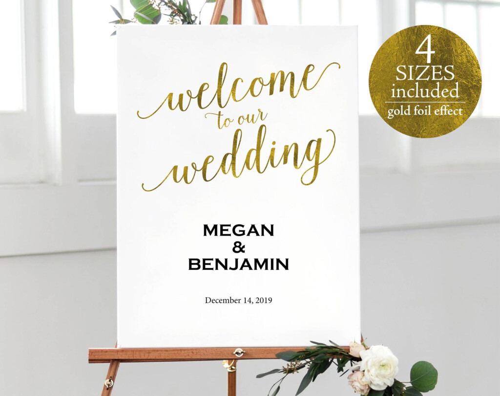 Faux Gold Wedding Welcome Sign Template Gold Welcome Sign Template 