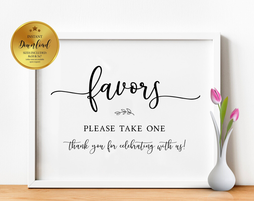 Favors Sign Please Take One Wedding Favor Sign Thank You For 