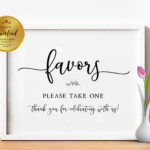 Favors Sign Please Take One Wedding Favor Sign Thank You For