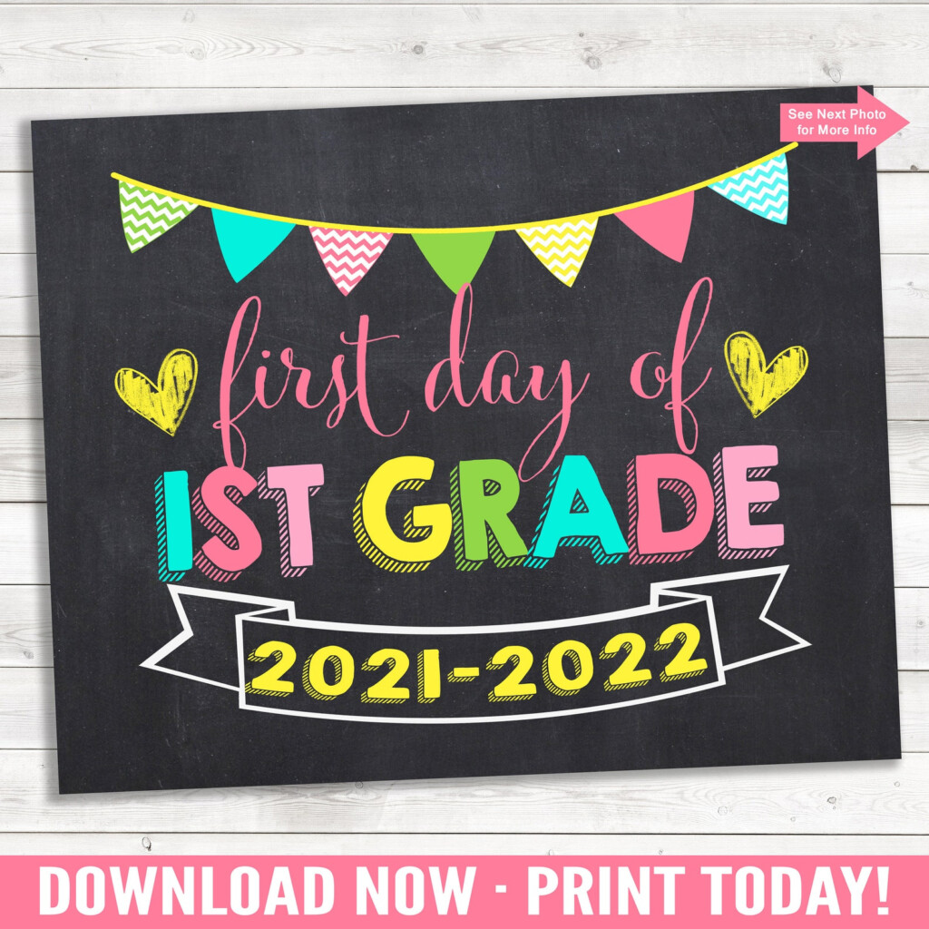 First And Last Day Of First Grade 2021 2022 Yellow Pink Teal Etsy