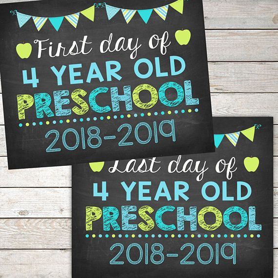 First Day And Last Day Of 4 Year Old Preschool Boy Chalkboard School 