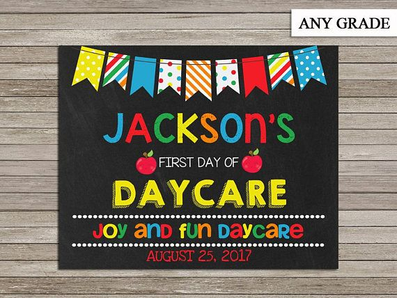 First Day Of Daycare Chalkboard School Sign First Day Of Daycare Sign 