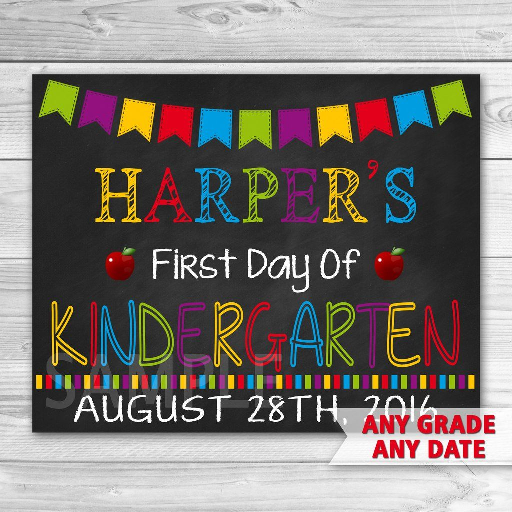 First Day Of Kindergarten Aqua Printable Sign Free