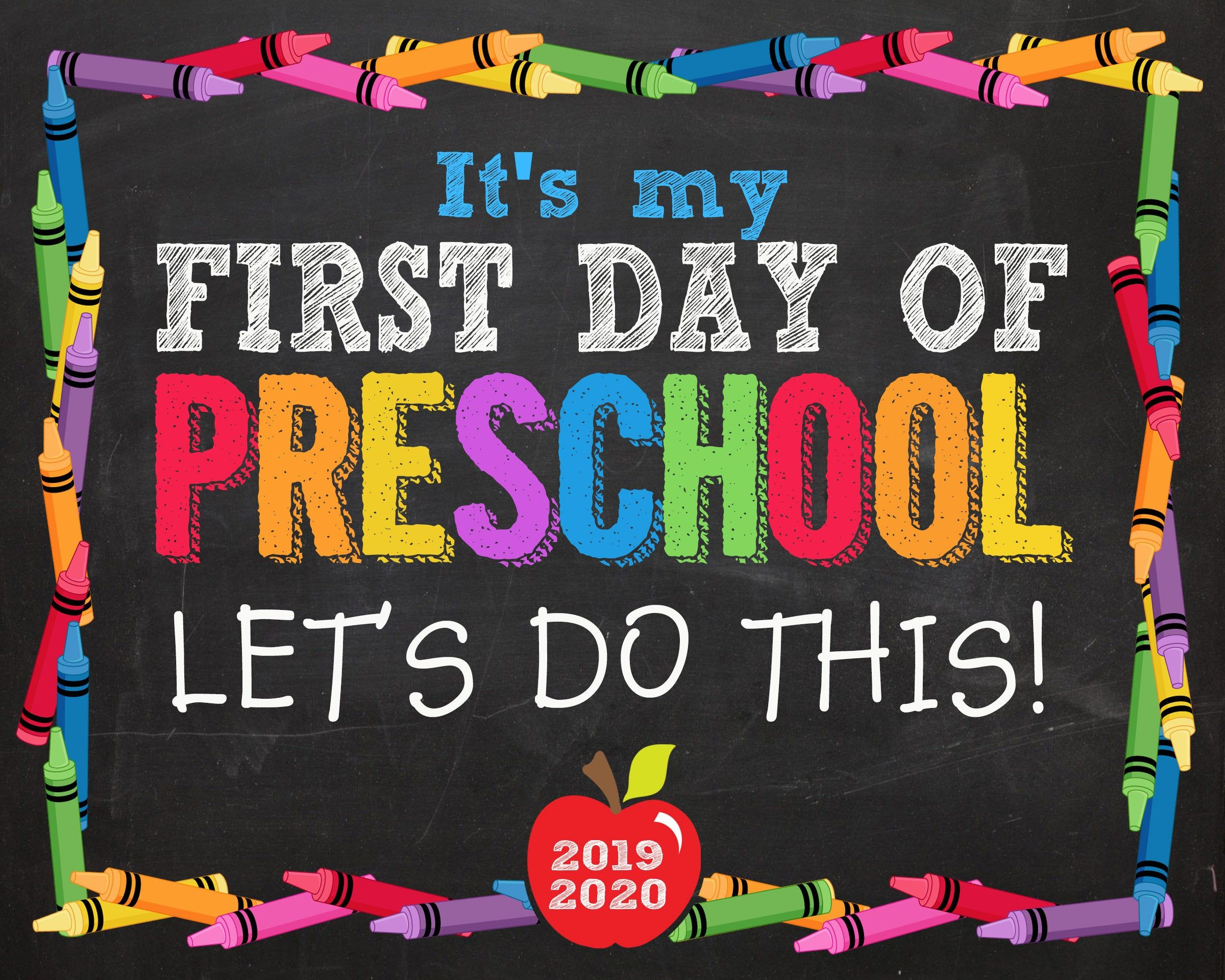 First Day Of Preschool Sign First Day Of Preschool First Day Etsy