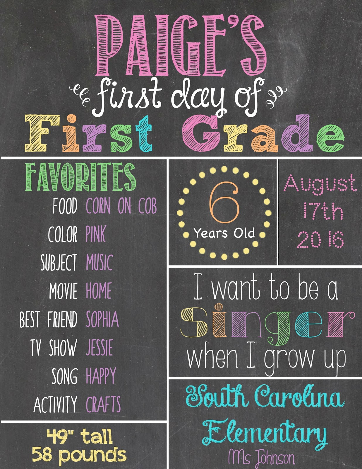 First Of School Sign PDF Image 10 Each All Goes To Buy Supplies