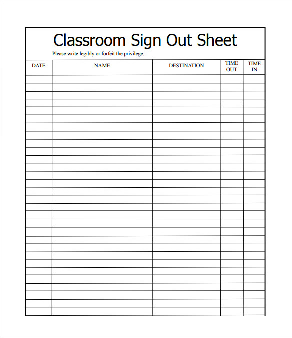 FREE 12 Sample School Sign In Sheet Templates In PDF