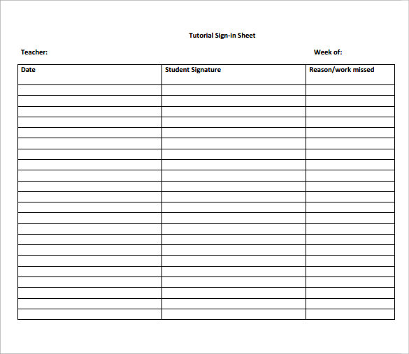 FREE 12 Sample School Sign In Sheet Templates In PDF