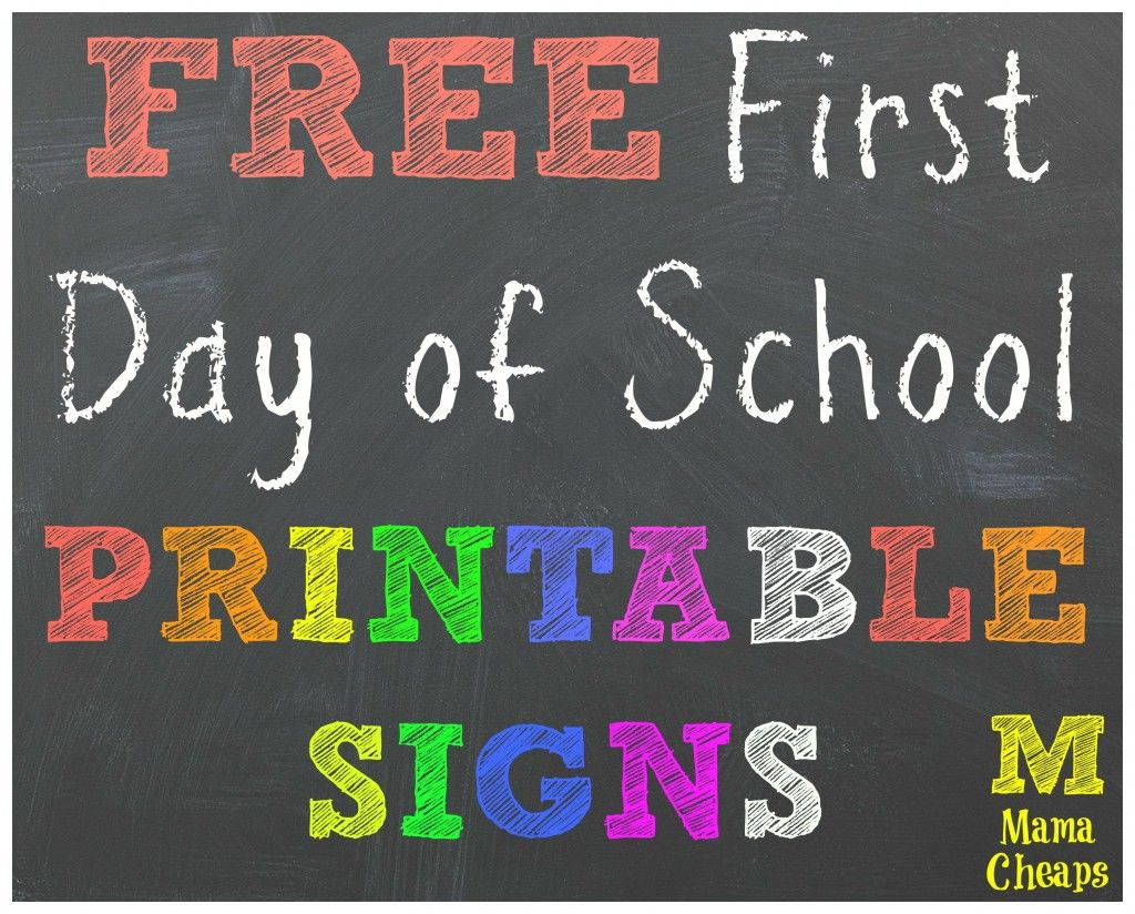 FREE Back To School Printable Chalkboard Pictures School Signs First 
