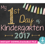 Girl First Day Of Kindergarten Sign INSTANT DOWNLOAD Kindergarten