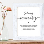 In Loving Memory Printable Wedding Memorial Table Sign Etsy Memory