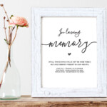 In Loving Memory Printable Wedding Memorial Table Sign Memory Sign