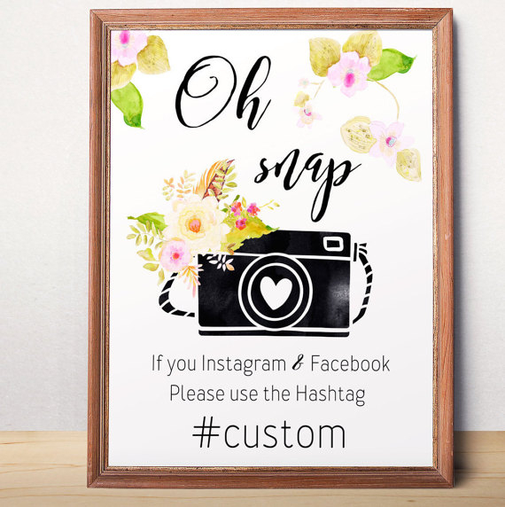 Instagram Hashtag Oh Snap Sign Wedding Hashtag Printable Wedding 