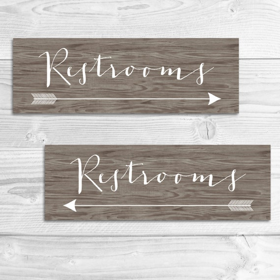 Instant Download Rustic Wood Wedding Directional Restroom