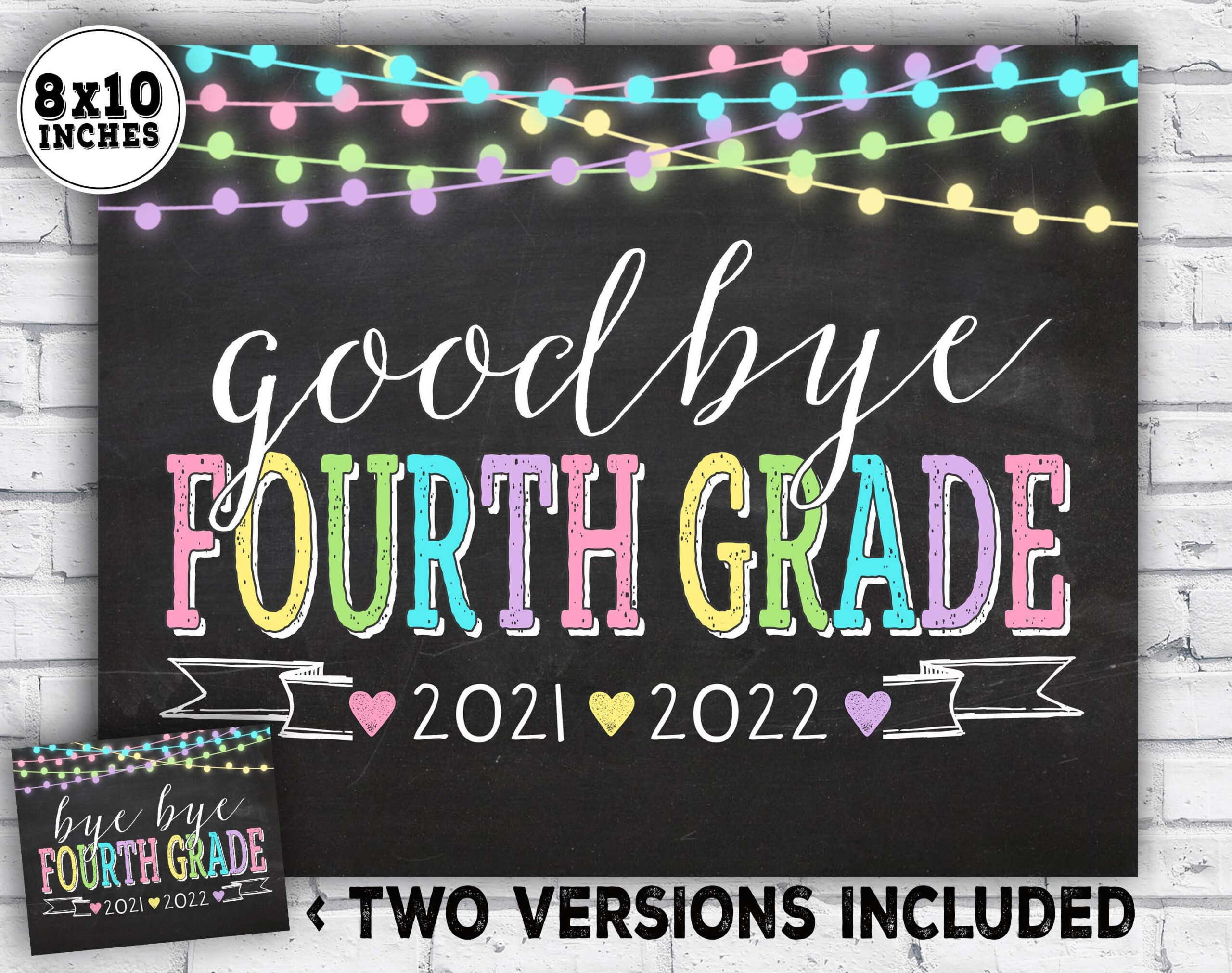 Last Day Of 4th Grade Sign Last Day Of School Sign 2021 2022 Etsy