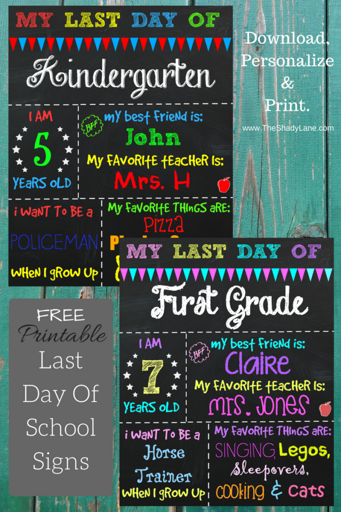 Last Day Of School Printable Chalkboard Signs Last Day Of School 