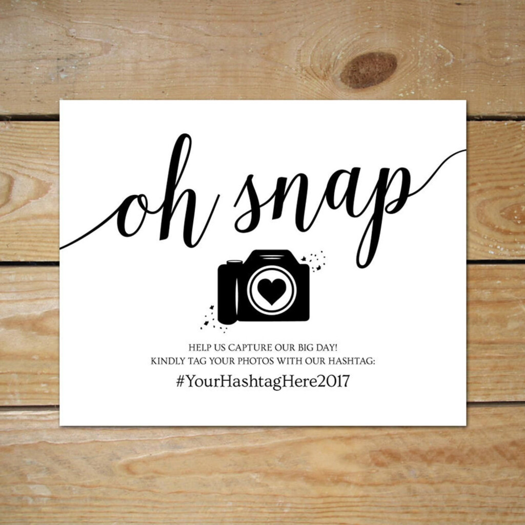 Oh Snap Wedding Sign Wedding Hashtag Printable Wedding Etsy 