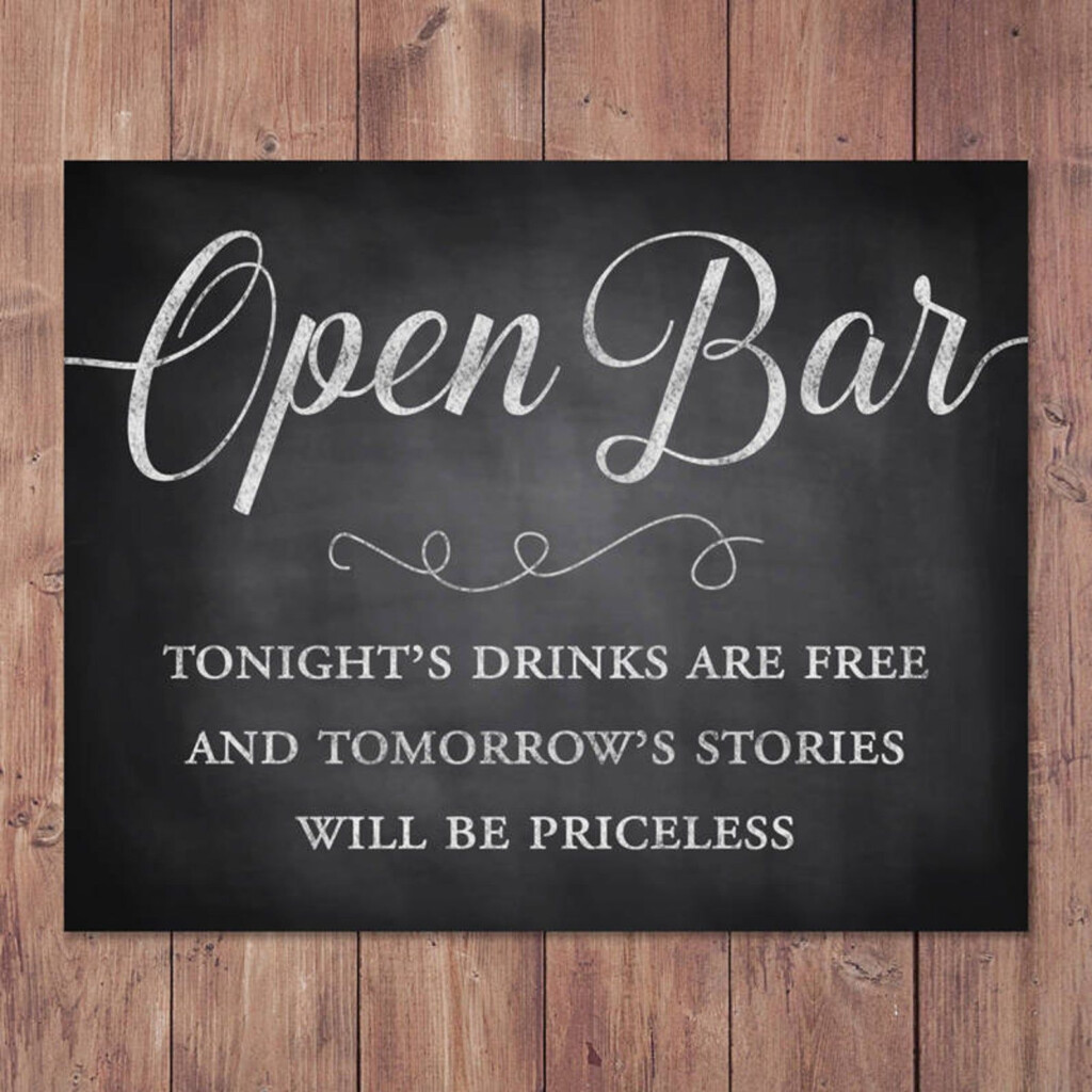 Open Bar Sign Rustic Wedding Bar Sign Tonights Drinks Are Free 