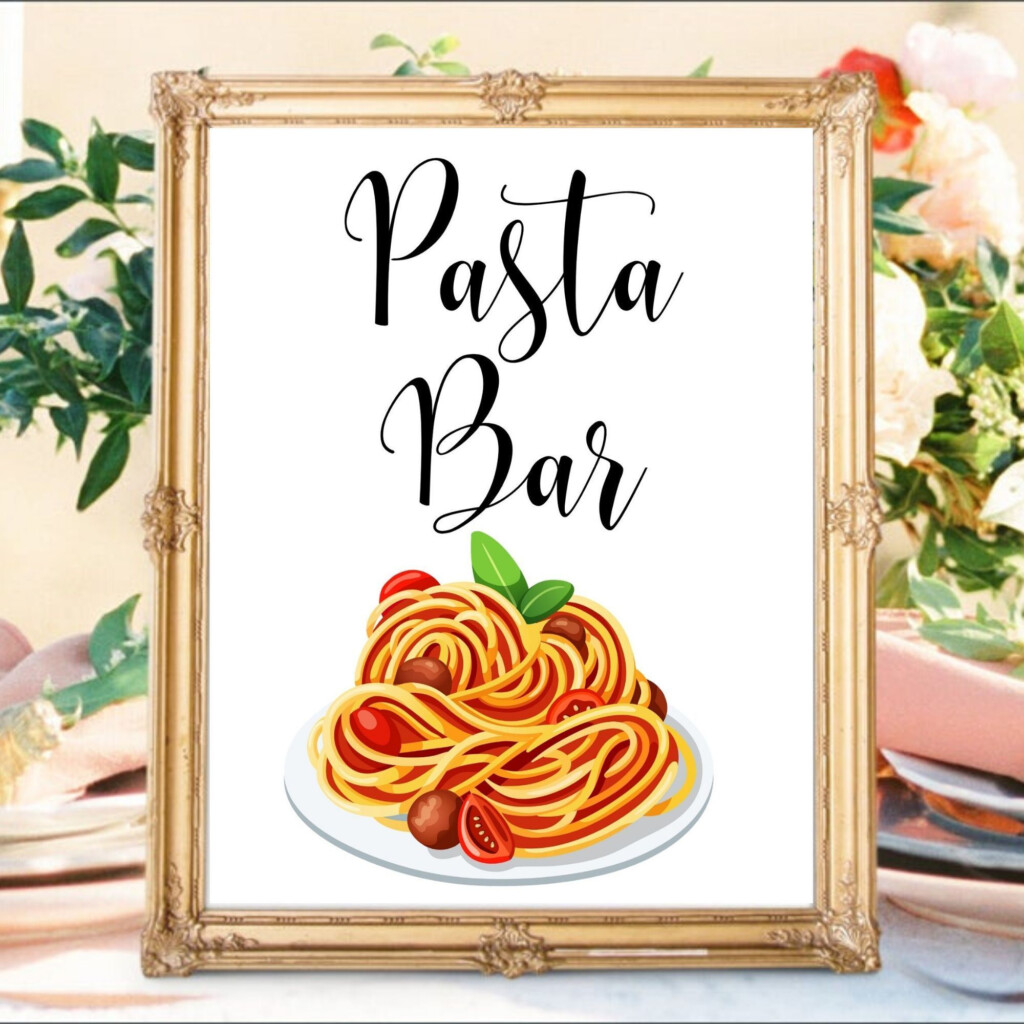 Pasta Bar Party Sign Food Bar Printable Pasta Bar Sign Printable Bar 