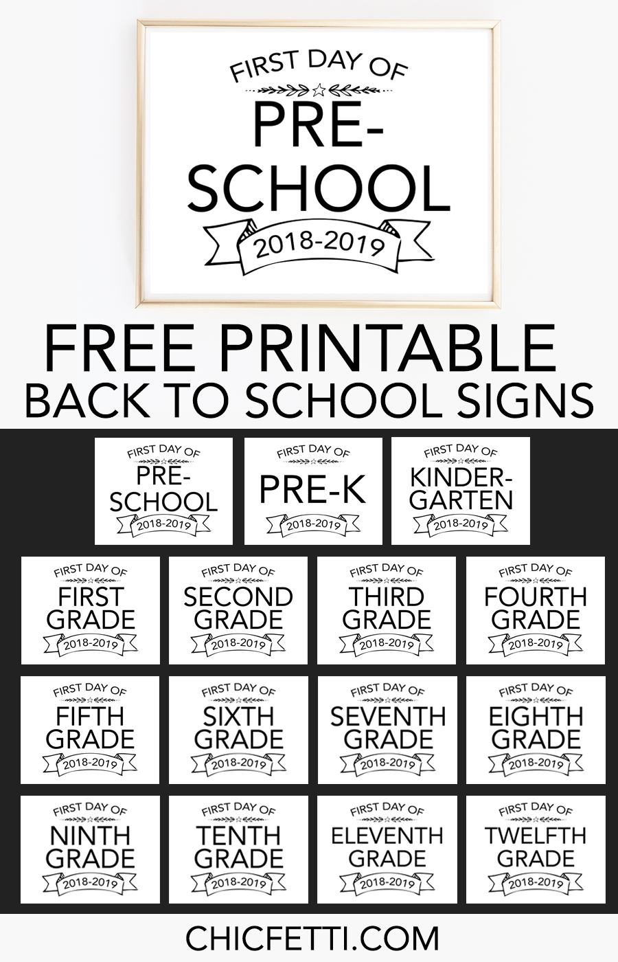 Printable Back To School Signs Print Our Free First Day Of School Signs