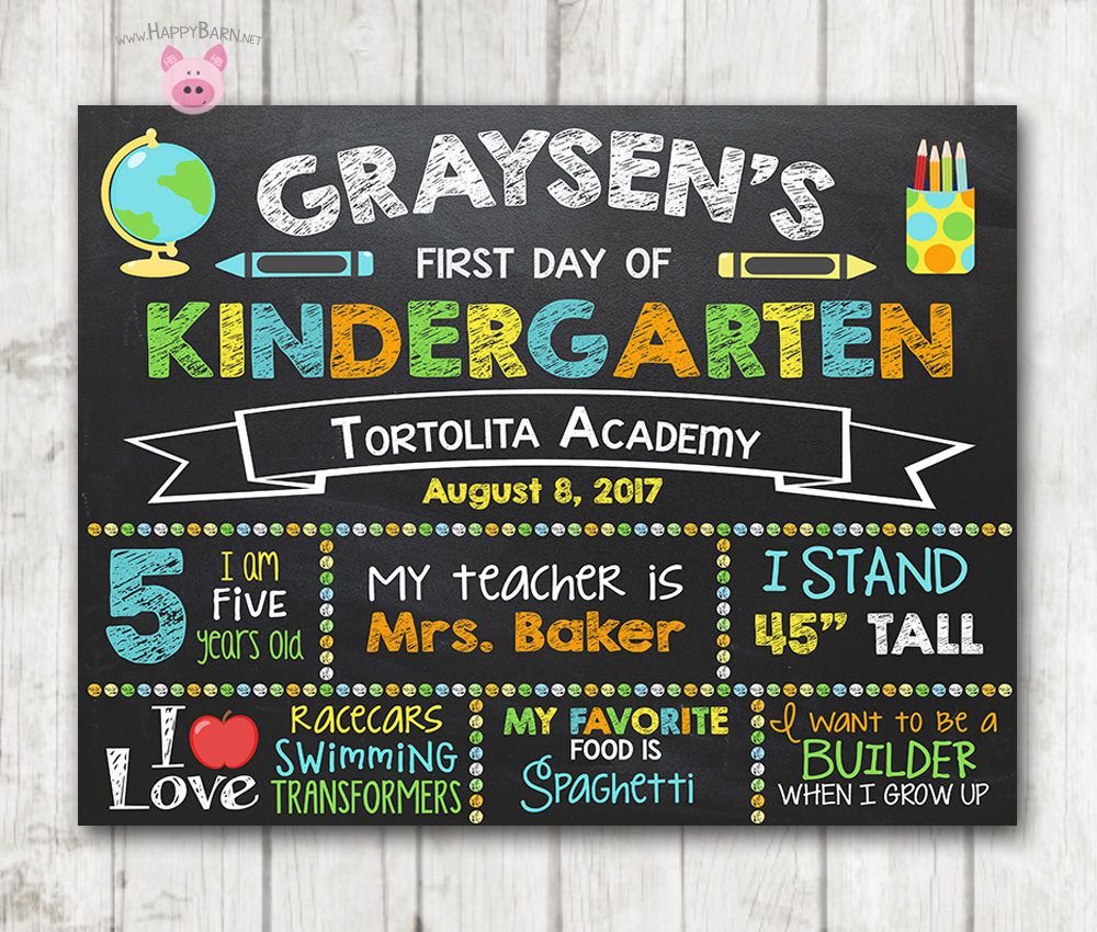 Printable First Day Of School Chalkboard Sign Boy Or Girl Happy Barn