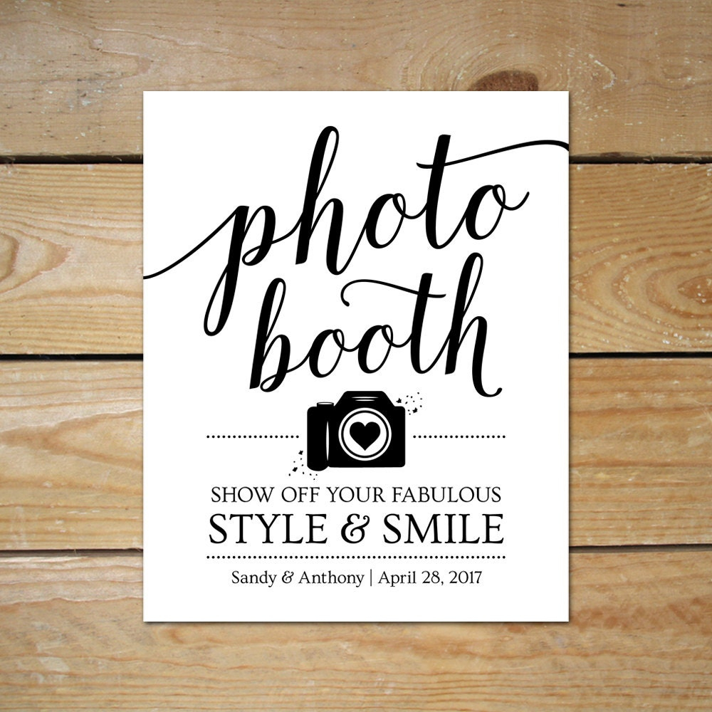 Printable Photo Booth Signs For Wedding Editable Photobooth