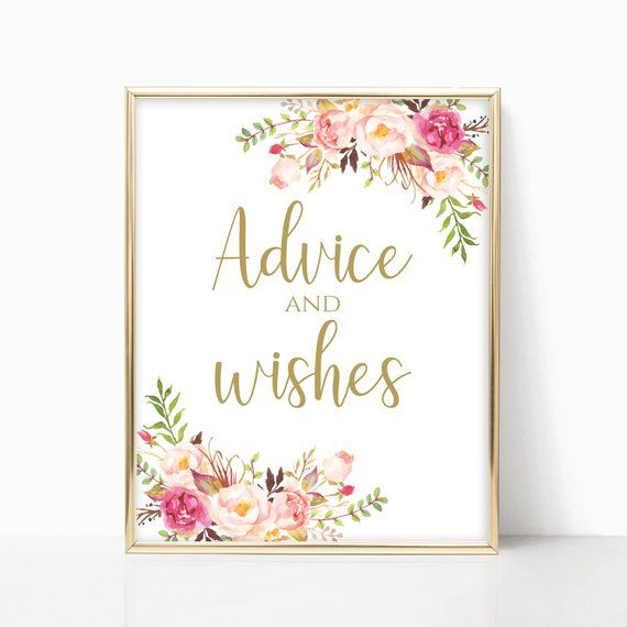 Printable Wedding Advice Sign Advice And Wishes Wedding Etsy 