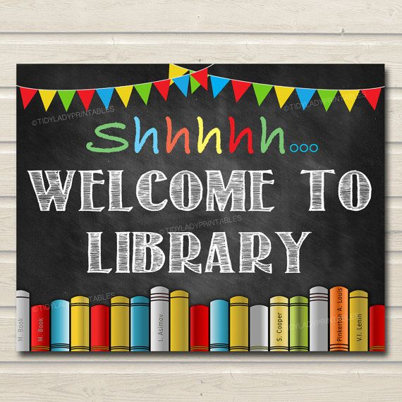 Printable Welcome Library School Sign Classroom Decor School Library 