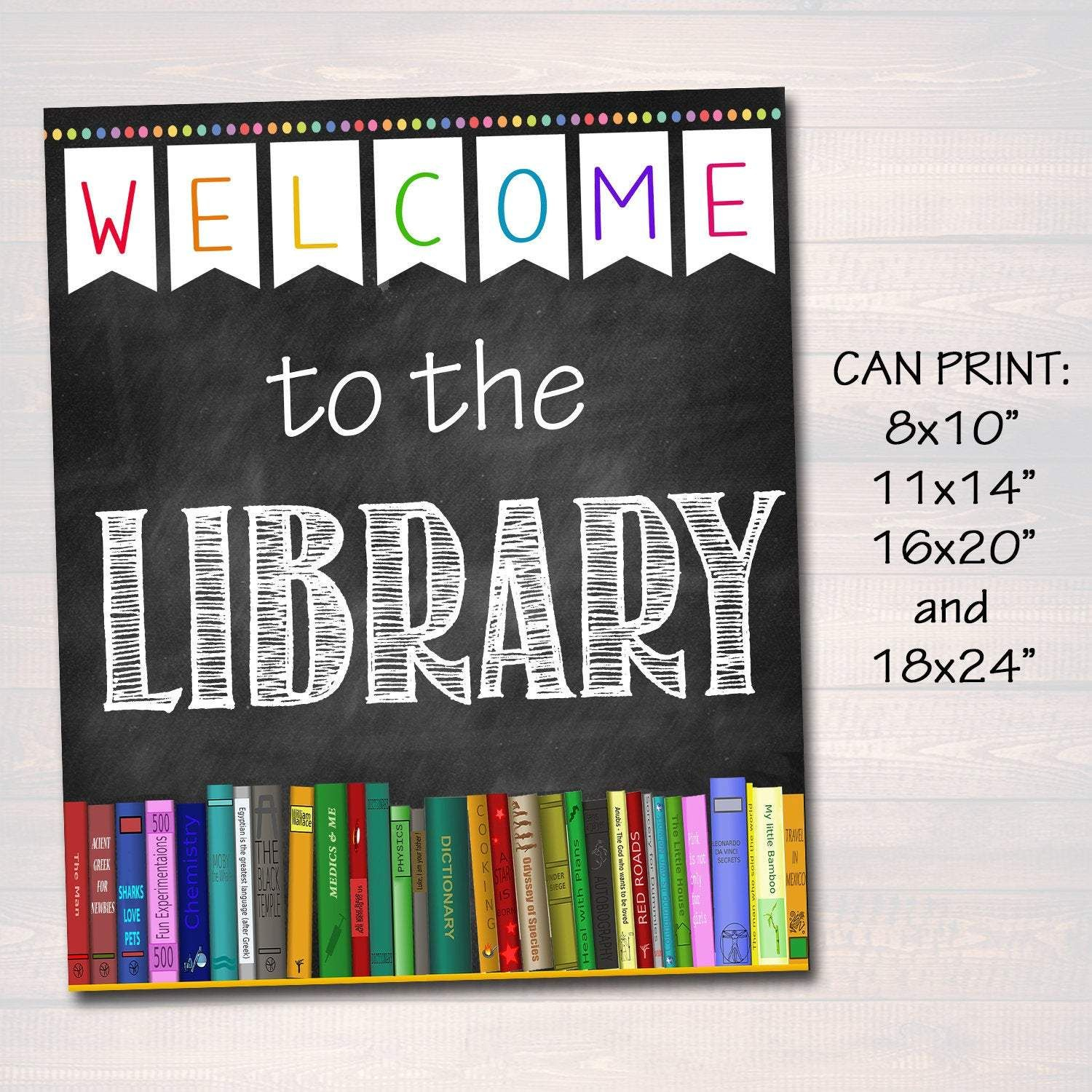 Printable Welcome Library School Sign Classroom Decor School Library 