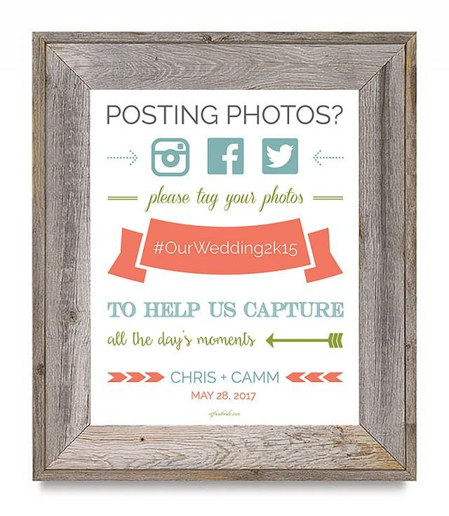 Super Cute Free Printable Wedding Hashtag Sign Weddbook