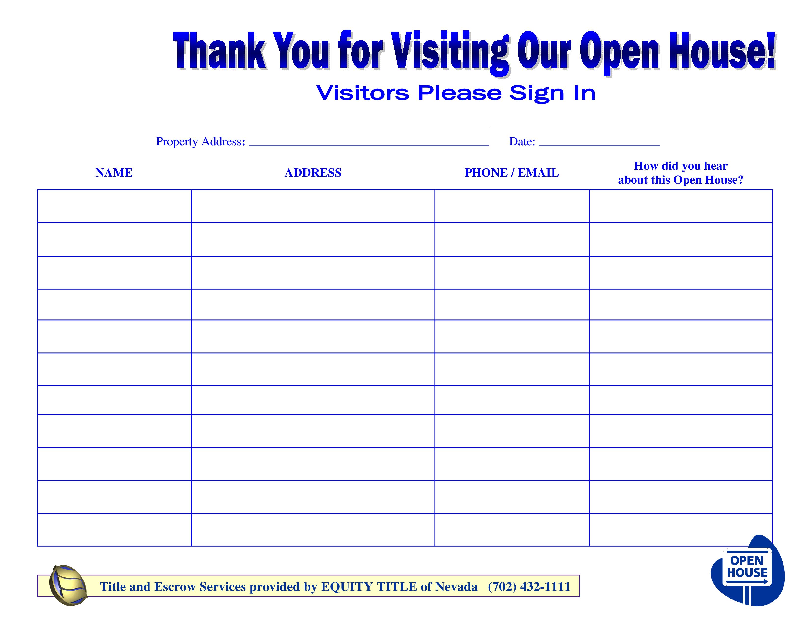 Unique Free Open House Sign In Sheet xlstemplate xlssample xls xlsdata