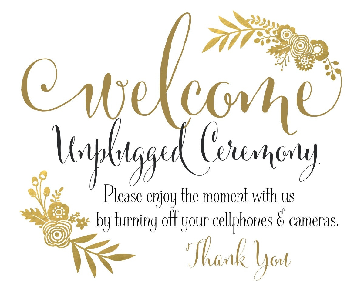 Unplugged Ceremony Sign DIY PRINTABLE Unplugged Wedding Instant 