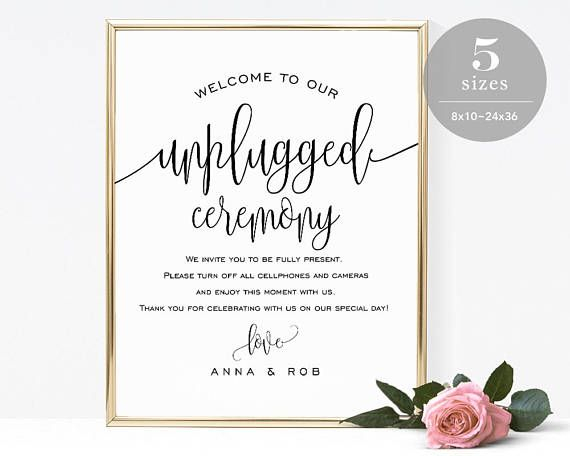 Unplugged Ceremony Sign Template Printable Turn Off Etsy Sign 