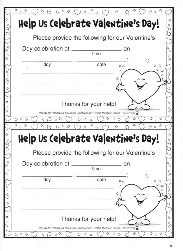 Valentine Classroom Party Letter to Parents Classroom Valentine 
