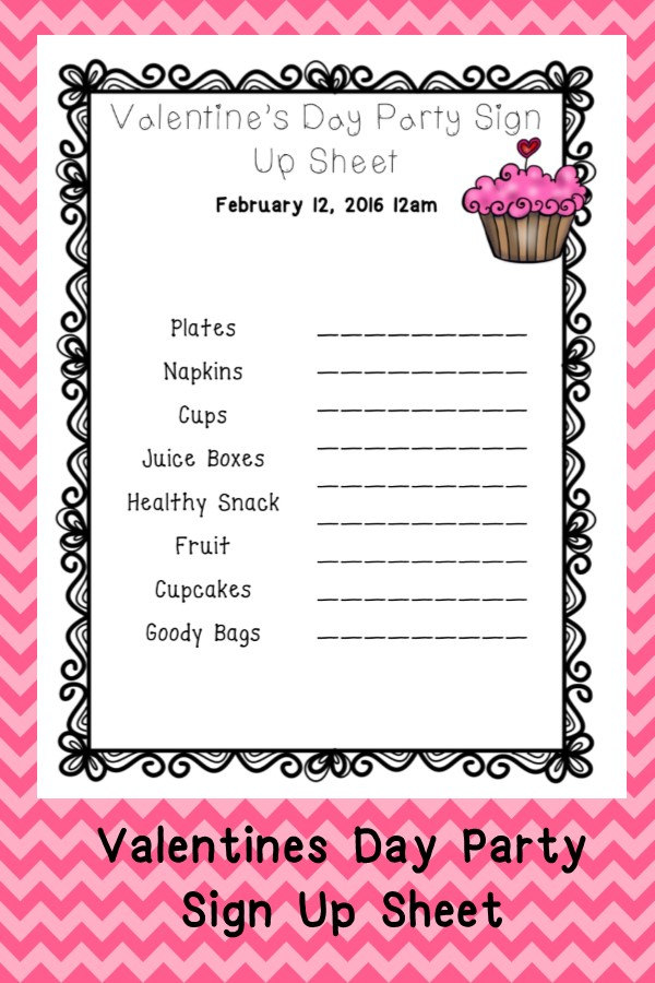Valentine s Day Party Sign Up Sheet Custom By Happylillearners