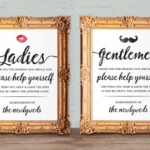 Wedding Bathroom Basket Signs Womens And Mens Hospitality Basket