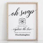 Wedding Hashtag Sign Wedding Hashtag Template Oh Snap Sign Etsy