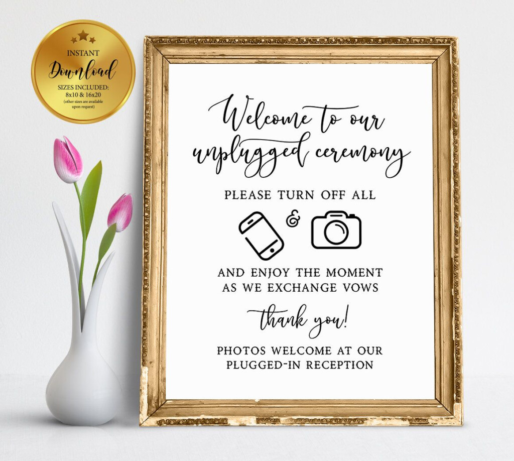 Welcome To Our Unplugged Wedding Sign Unplugged Ceremony Etsy 