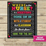 Where Is The School Nurse Sign Printable School Nurse Door Etsy